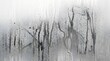© Najmus Shakib - A detailed view of a foggy glass surface with thick, dark condensation streaks and tiny water droplets creating an abstract and moody pattern against a bright, diffused background.