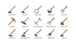 © Cali6ro - Various garden hoes and hand tools displayed as icons
