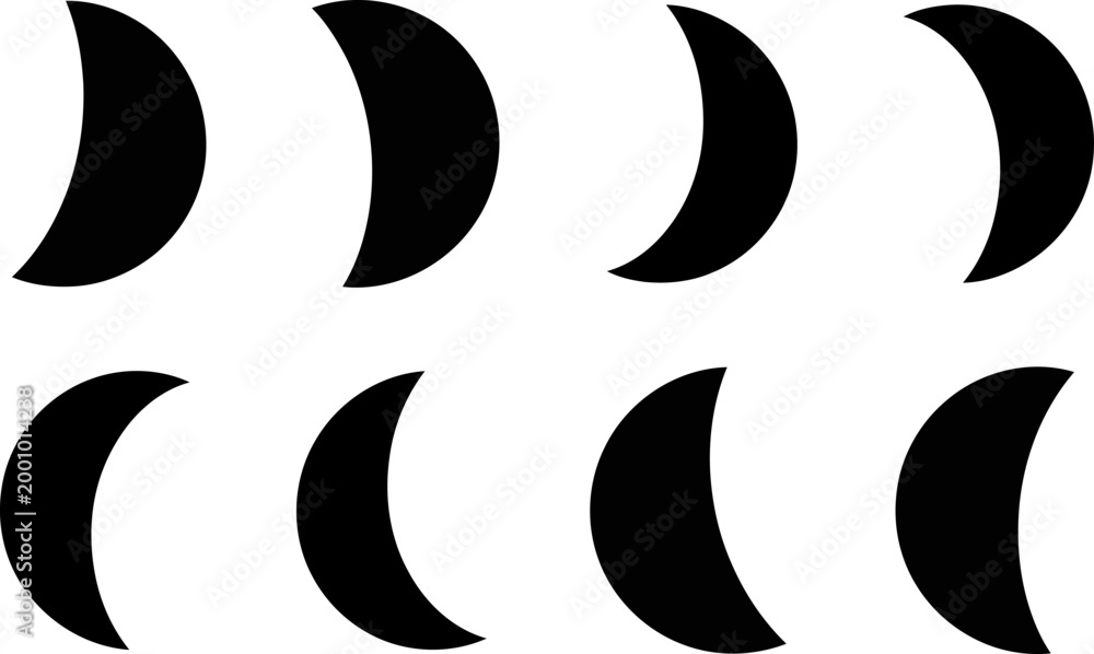 Lunar phases illustration waxing and waning crescent moons Stock Vector ...