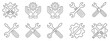 © love  - Gear settings and tools icon collection, service engineering symbols representing configuration, maintenance, and technical support, vector