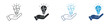 © Anika - Idea in hand icon set. light bulb with puzzle in palm. innovation support and creative solution concept. vector illustration.