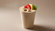 © A2Z AI  - Creamy nutritious smoothie with fresh strawberry, pineapple, cashew nut garnish, and mint leaf on a light background for healthy beverage concepts