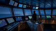 © Александр Марченко - Officer navigating ship bridge at night using radar
