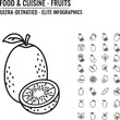 © John - minimalist avocado cross-section infographic with fruit icons set for healthy eating education