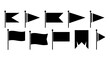 © Stephen - Collection of black pennants and triangular banners on poles, ideal for graphic design and web use