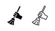 © MdSohel - A minimalist icon set showing a hand holding a broom and a similar hand holding a white broom
