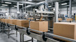 © Oktafianto - Industrial Automated Packaging Machine Sealing Cardboard Boxes on a Conveyor Belt in a Modern Warehouse Distribution Center
