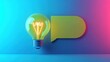 © zong - glowing light bulb beside a rounded speech bubble on a vivid blue to pink gradient background, conveying creative inspiration and optimistic communication