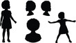 © shohel24 - Set of black silhouettes of young girl with afro hairstyle poses