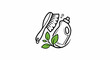 © bapak - A cleaning brush, bottle, and green leaves are depicted in a simple, hand-drawn style