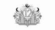 © Tri - A stylized art deco emblem features a central number '12' with celestial and crystalline motifs