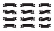 © Tamanna - Flat black ribbon banners and vintage style labels isolated collection for graphic design.