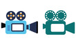 © Sabra - Film camera icon with reels representing video production and cinema concept