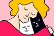 © ADDICTIVE STOCK - Cozy friendship illustration of person hugging two cats