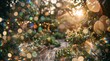 © Mey - Sunlight streams through a dense, leafy garden, creating a bokeh effect of shimmering lights. A stone pathway winds through the foliage, leading into the depths of the scene.