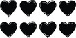 © Muhammad - Ocho corazones negros dibujados a mano con un estilo de boceto simple y audaz.