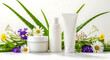 © Anjana444 - Natural aloe vera skincare cosmetic set with flowers and herbal ingredients