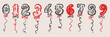 © Anada77 - Hand drawn birthday number balloons in doodle sketch charcoal style. Festive digits 0-9 for anniversary invitations, greeting cards and party sticker set.