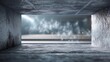 © TensorSpark - Empty concrete duct opening with distant outdoor sky, evoking air duct cleaning and hvac maintenance concept.