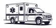 © AD - Ambulance vehicle line art illustration with aid car medical transport emergency vehicle ground transport road vehicle utility vehicle emergency services transport graphic health illustration