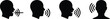 © MRSTOCK LAB - Set of four icons representing speech and silence, with sound waves and muted symbols, for communication concepts.