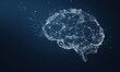 © Rafassyacreative - Abstract digital polygonal brain formed by glowing white particles and lines on a dark blue gradient background representing artificial intelligence and neural networks in a futuristic concept