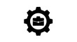 © VectorNest - Minimal black silhouette icon, simple flat vector, bold black shape, no, no shading business management icon featuring a briefcase inside a gear on a, flat icon style