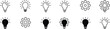 © Rasida - Light bulb and gear icons in black and white and outline styles idea cogwheel