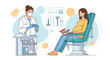 © Michael - Medical doctor in protective gear providing prenatal care and consultation to a pregnant woman in a modern gynecological clinic setting.