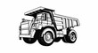 © mouse - A bold black and white illustration of a large mining dump truck