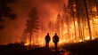 © Winston - Firefighters battling massive wildfire at night