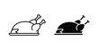 © Ch - Cooked chicken icon simple illustration set. Black and white icons