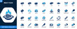 © JIm Studio - Meat food icon set, beef, chicken, pork, steak, fish, sausage, BBQ, ham, bacon, ribs, seafood, burger, hotdog. Solid icons collection. Vector.