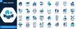 © JIm Studio - Real estate icons set, house sale, home rent, property listing, lease agreement, mortgage, pricing, transaction, investment, housing market. Icons collection. Vector.