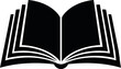 © MDAMINUL - Solid black silhouette of an open book with layered pages, bold shape, minimal flat design, high contrast, clean vector icon