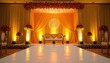 © JohnLee - Maharashtrian haldi theme indian wedding stage decoration with turmeric tones