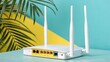 © PixelVerseStudio - White wireless router with three antennas on colorful background