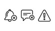 © Mehedi - Communication alert and notification warning icons set with notification exclamation communication disabled information interface vectorart business security alerting announcement triangle