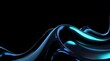 © 3d Backgrounds - Black dark abstract background. Liquid glass iridescent fractal wave. Neon cyan and deep blue reflections. Prism shape 3D render. Smooth curve transition. Bright glow highlights. Metallic futuristic t