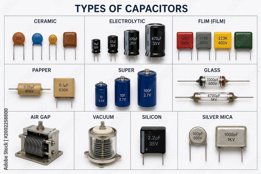 Types of capacitors a comprehensive visual guide for electronics ...