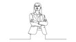 © Kawaski - Continuous one line drawing of a professional businesswoman standing with arms crossed. Continuous line style. Hand drawn. Line art. Vector design. illustration