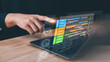 © Images for you - Project coordinator manages task scheduling and progress tracking on digital Gantt chart dashboard, optimizing workflow efficiency, timeline control, resource allocation, team performance monitoring