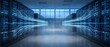 © Yuliia - Modern data center server room with glowing blue light trails representing high-speed data transfer and network connectivity in futuristic technology facility.