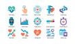 © Cali6ro - Heart and fitness icons displayed in a labeled grid on white