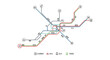 © Ayu - Minimalist public transport transit system map with subway bus and tram lines