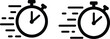 © Md - Fast delivery stopwatch icon set with motion lines representing speed quick service time management and countdown vector symbols
