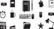 © ABDUL HAKIM - Office Workspace Equipment Silhouette Icons Set Isolated on White Background