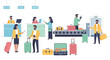© kobercatur - People at Airport Check-in and Baggage Claim Area.