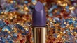 © tiantian - Luxurious purple lipstick displayed against soft aesthetic background, high end makeup editorial styling for premium beauty branding.