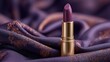 © tiantian - Luxurious purple lipstick displayed against soft aesthetic background, high end makeup editorial styling for premium beauty branding.
